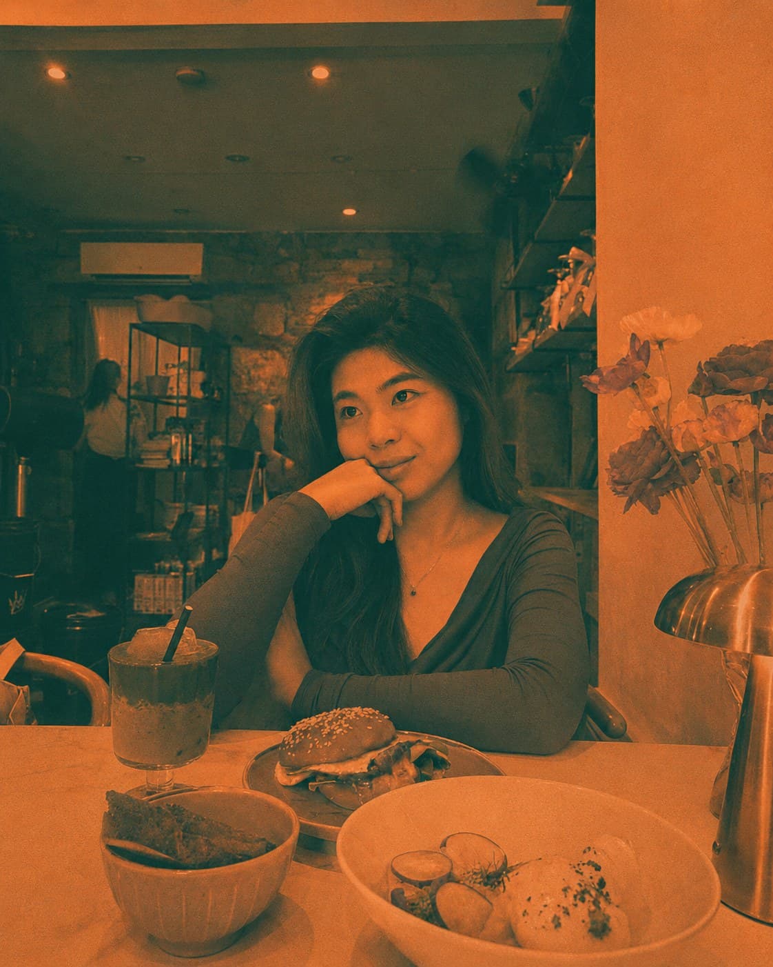 Ngoc at a café in Sydney